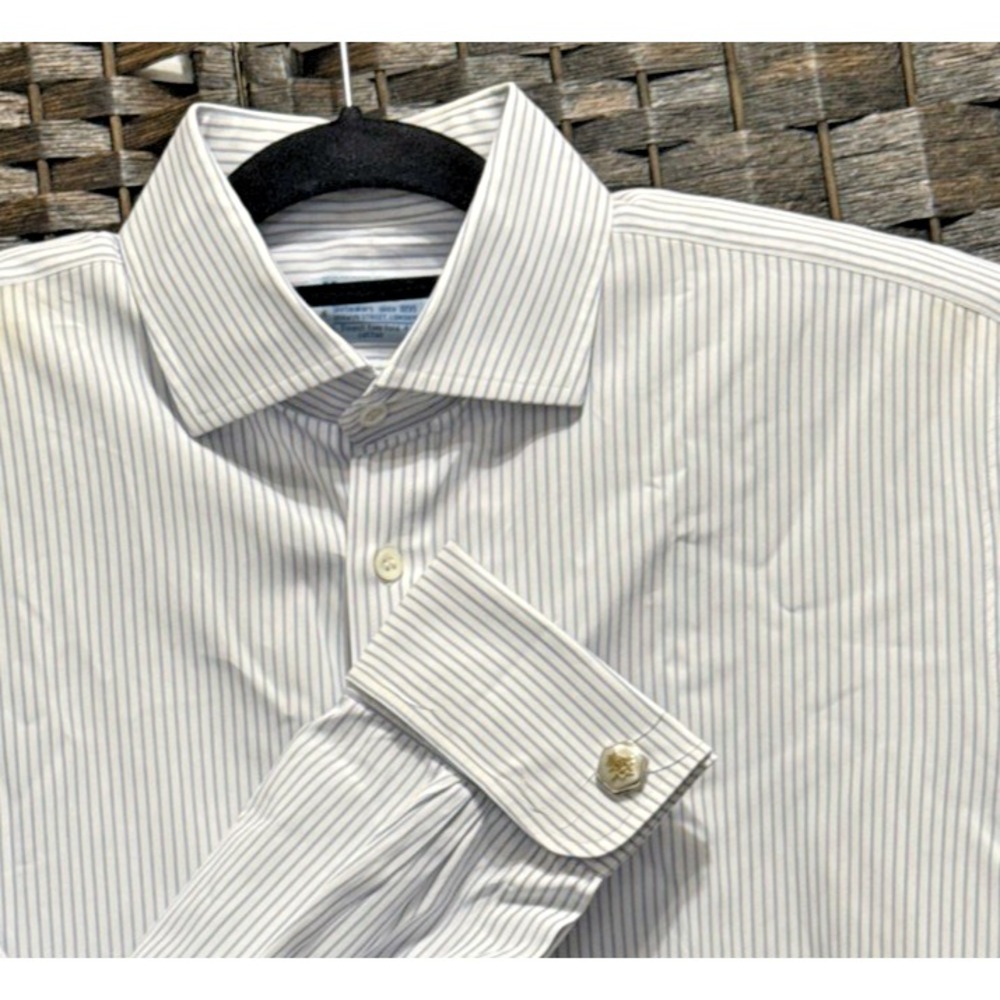 Vintage Hilditch & Key Dress Shirt French Cuff made in Gr. Britain size 17.5/44